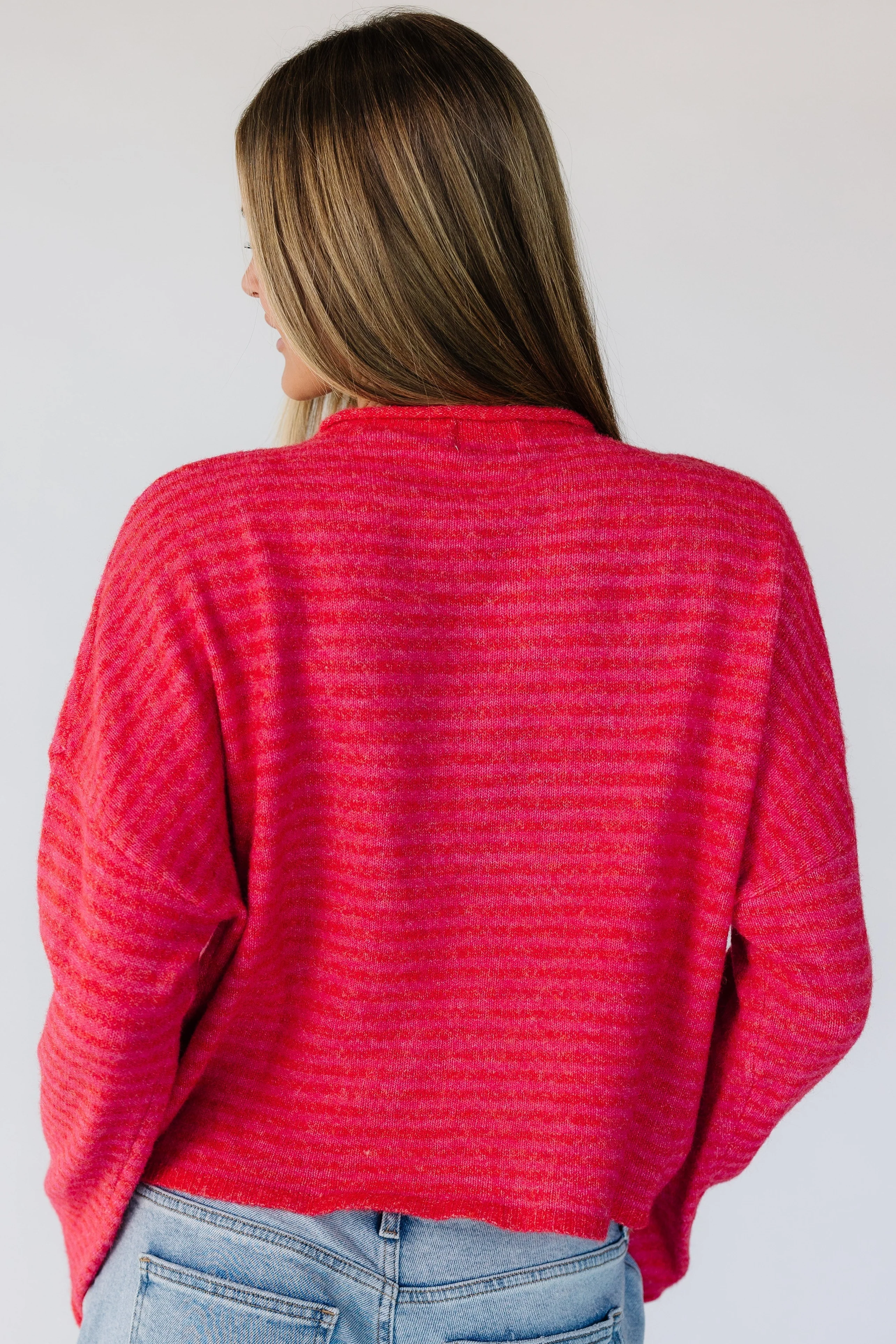Aria New Stripe Cardigan - Red - Image 4