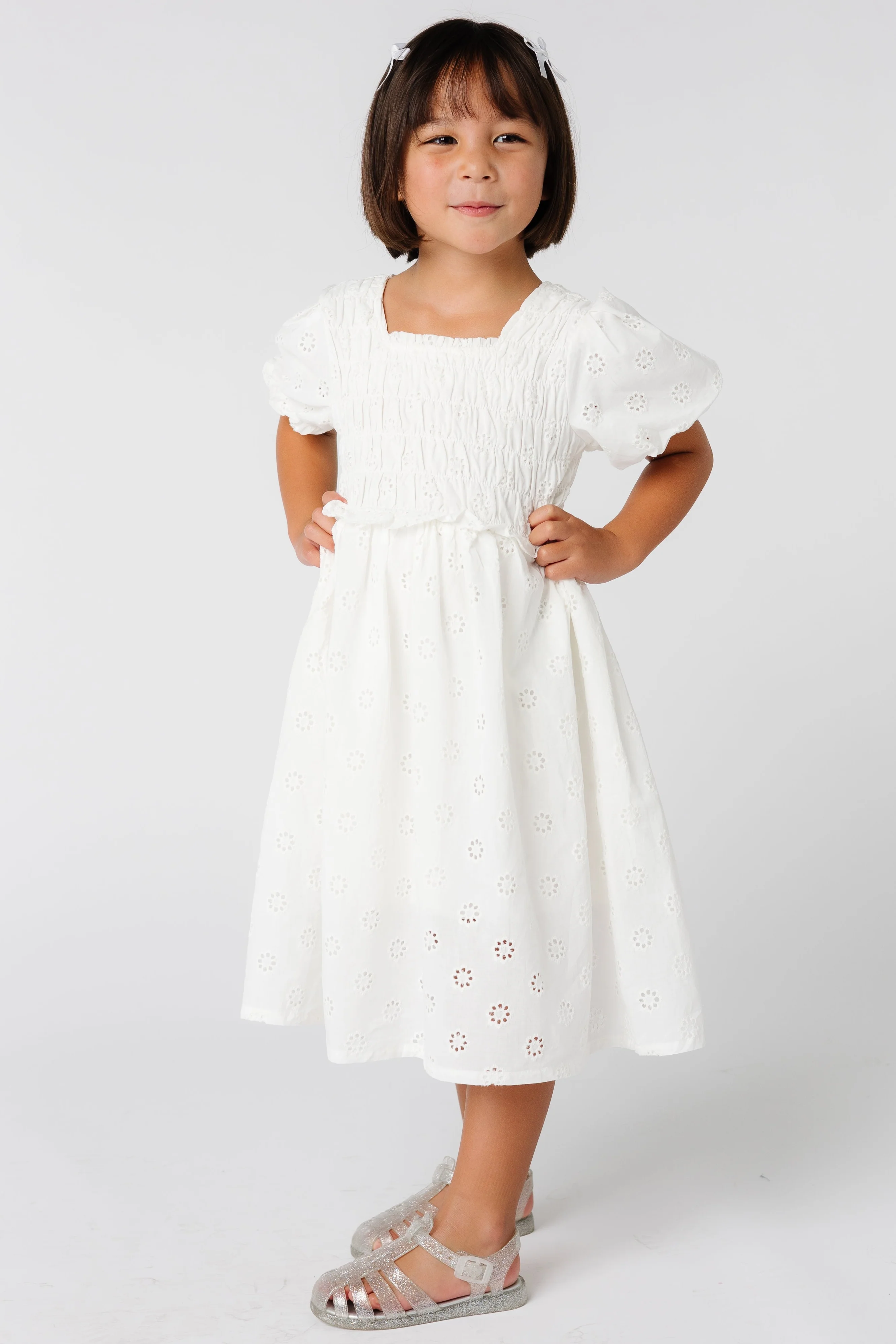 Brass & Roe Ella Girl's Eyelet Neck Dress - Image 3