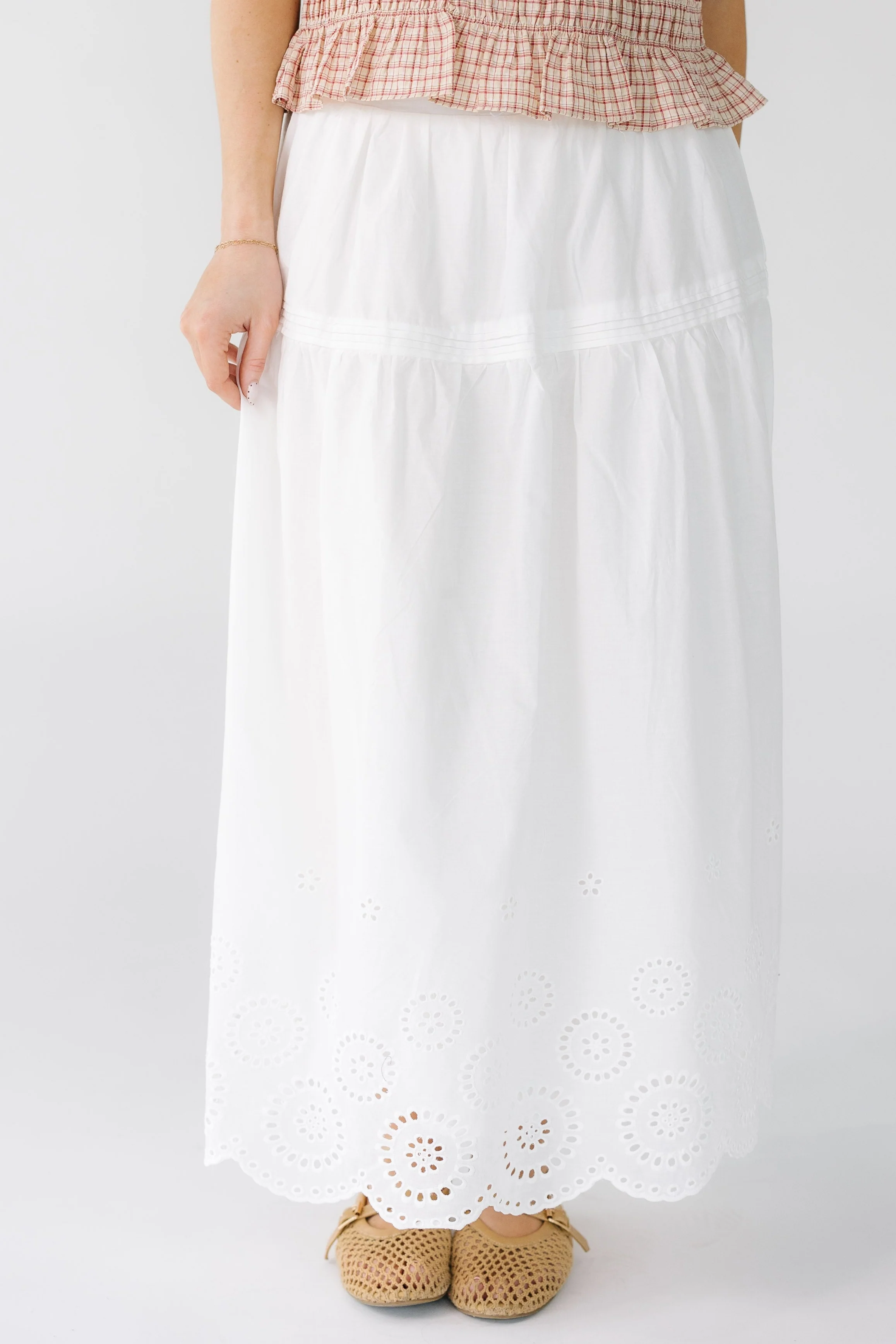 Brass & Roe Melanie Eyelet Midi Skirt - Image 2