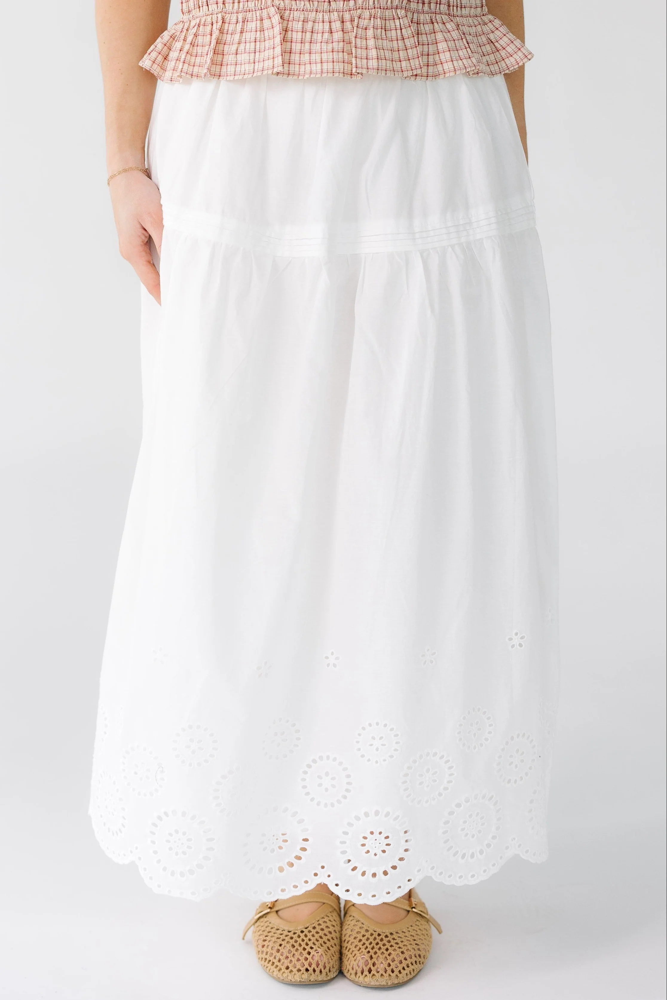 Brass & Roe Melanie Eyelet Midi Skirt - Image 7