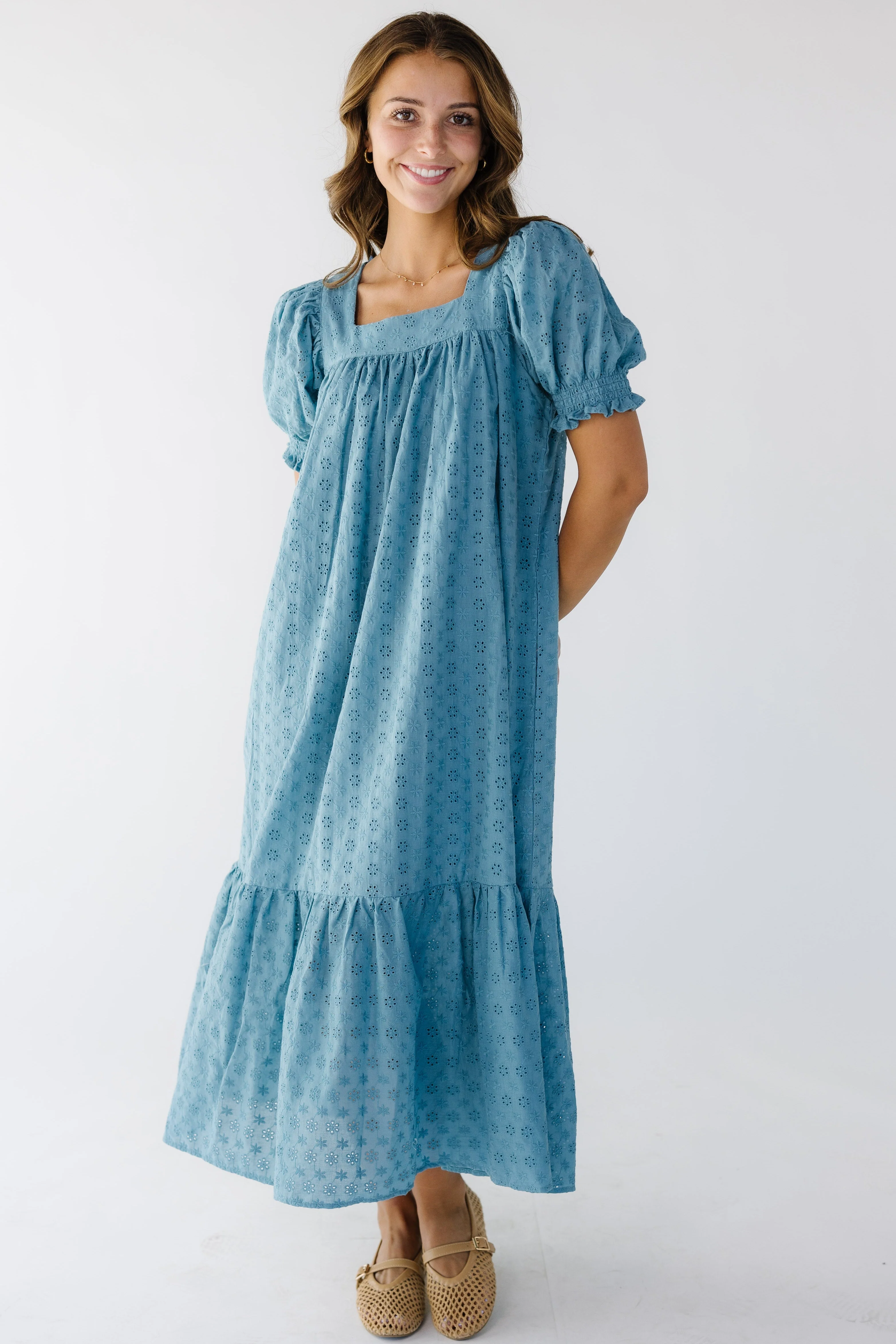 Brass & Roe Forever Eyelet Midi Dress - Image 9