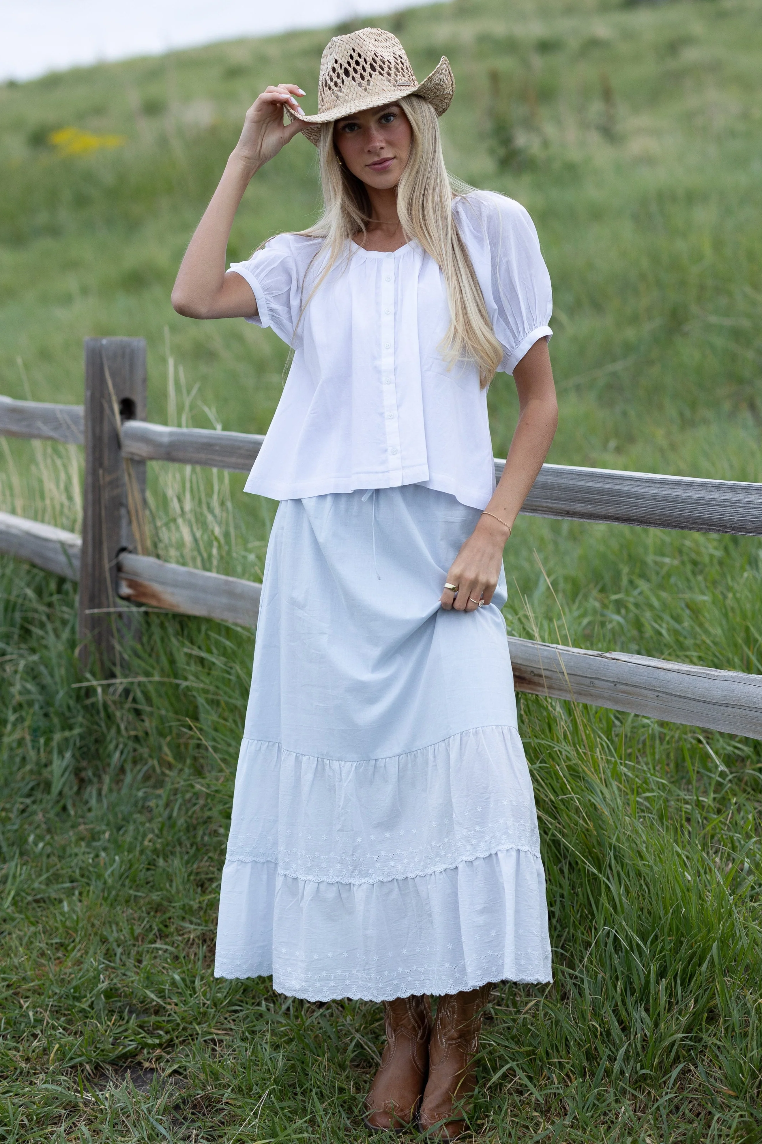 Brass & Roe Melanie Midi Eyelet Skirt - Image 3