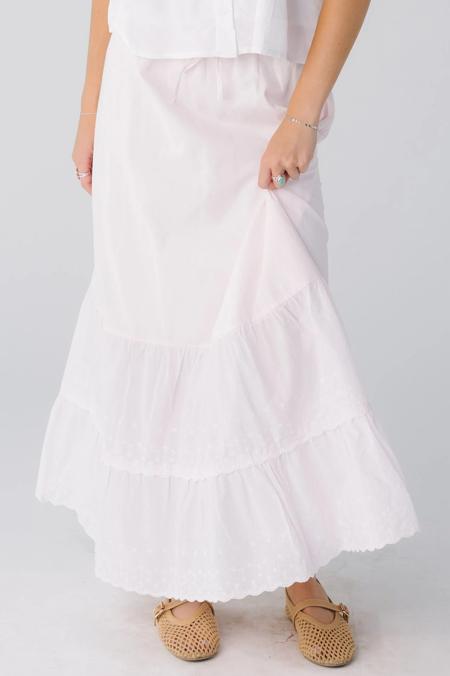 Brass & Roe Melanie Midi Eyelet Skirt - Image 4