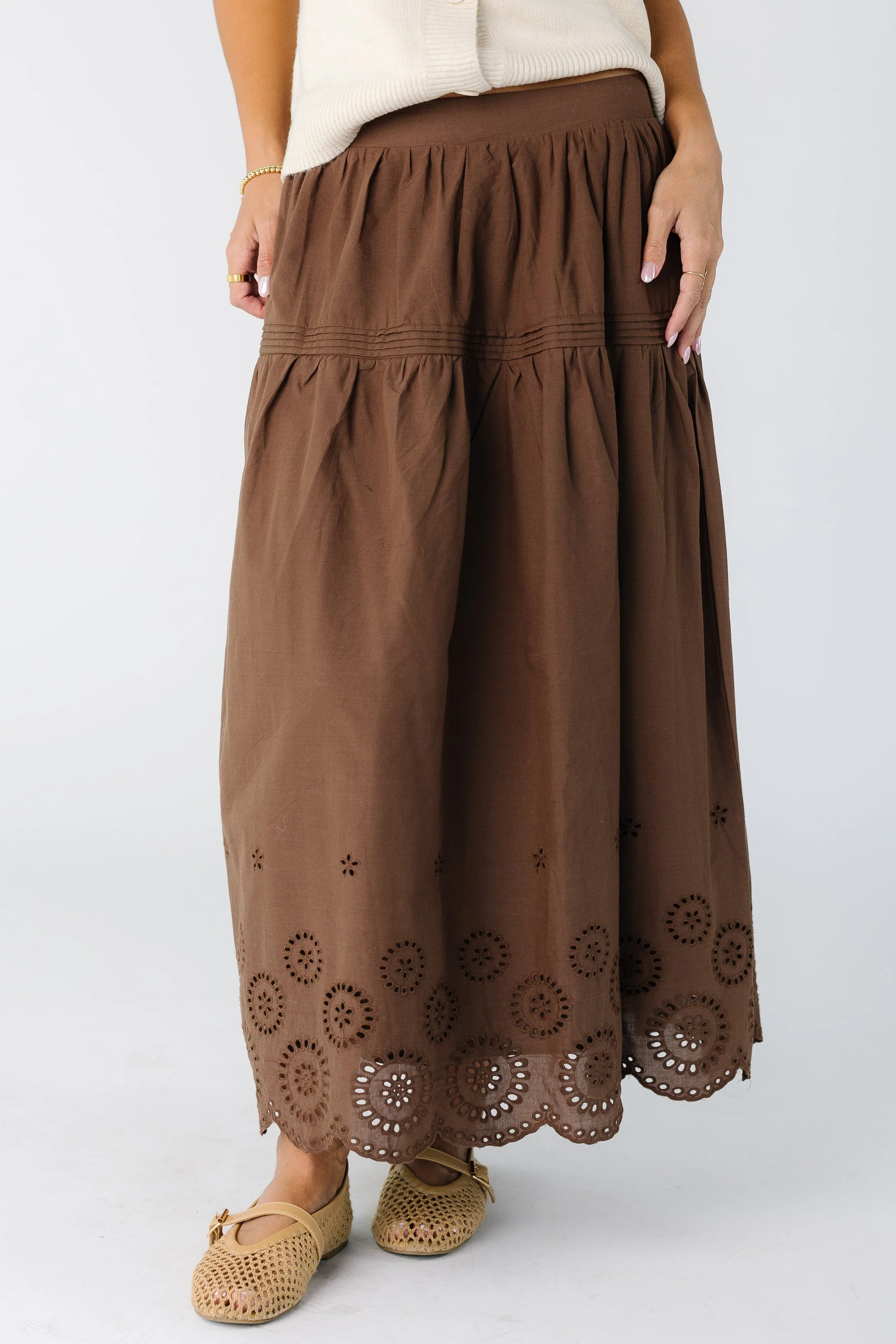 Brass & Roe The Melanie Midi Eyelet Skirt - Image 7