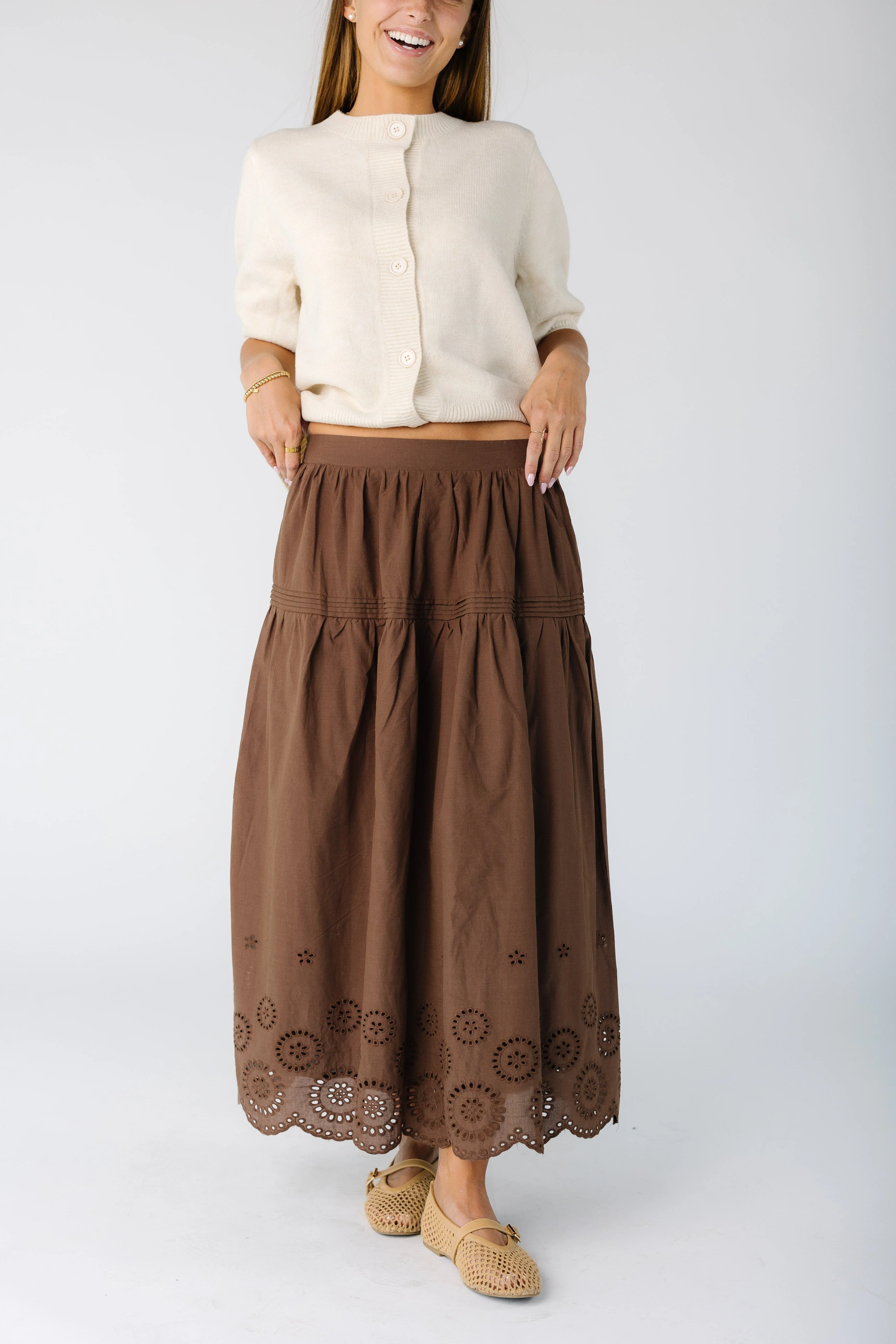 Brass & Roe The Melanie Midi Eyelet Skirt - Image 9