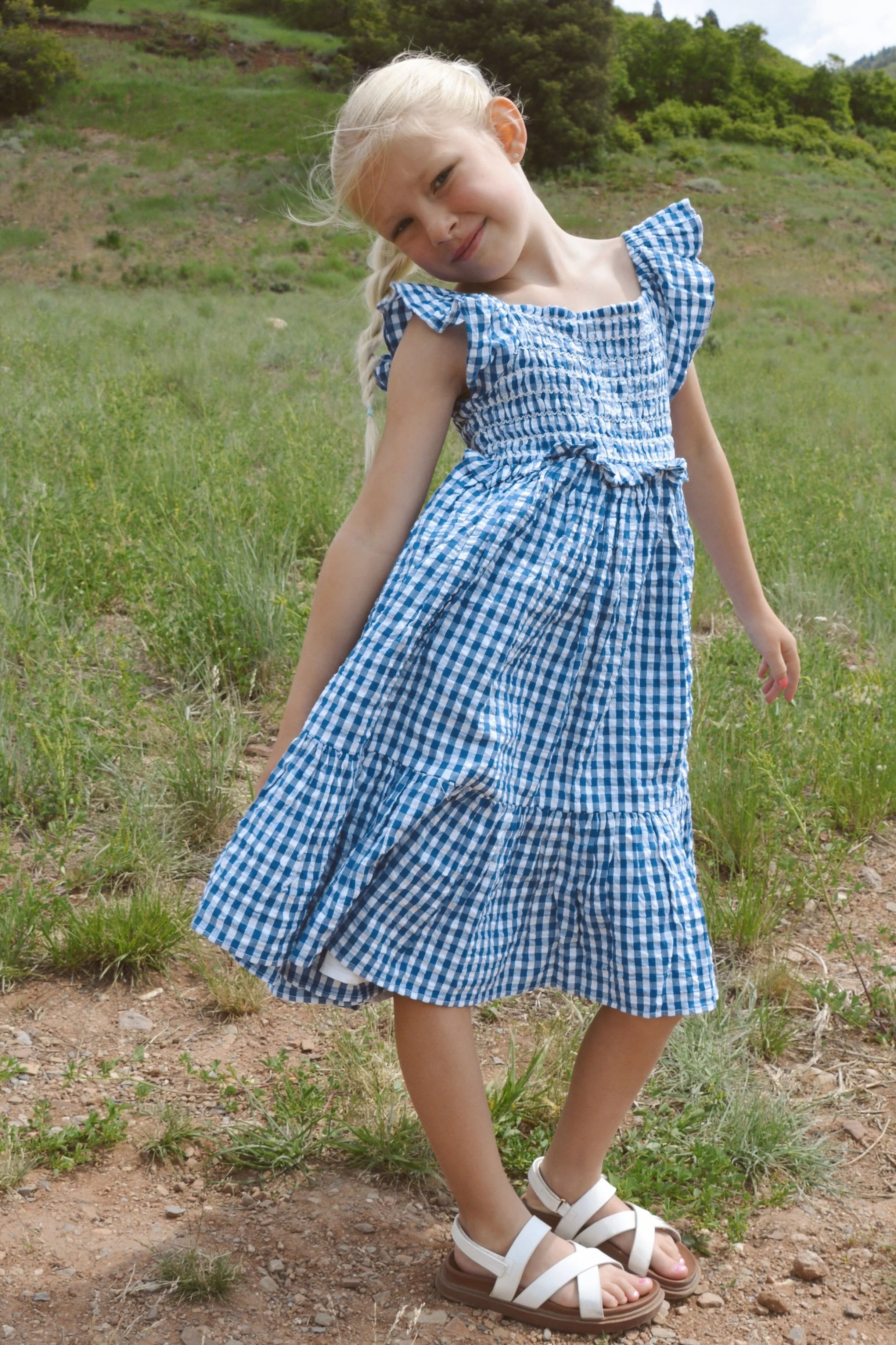 Citrus Tali Gingham Girl's Dress - Image 5