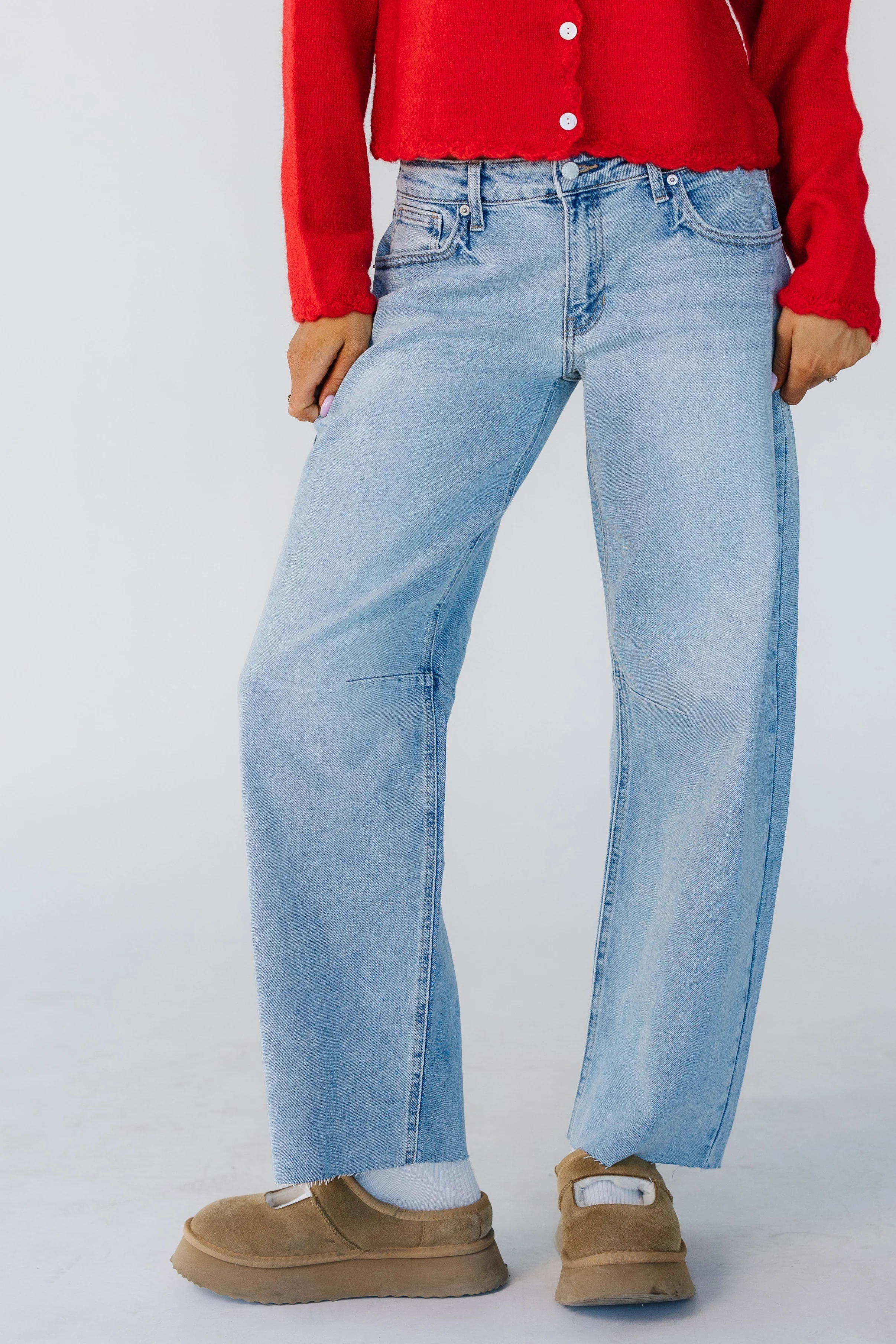 Mid Rise Barrel Jean - Light Denim - Image 2