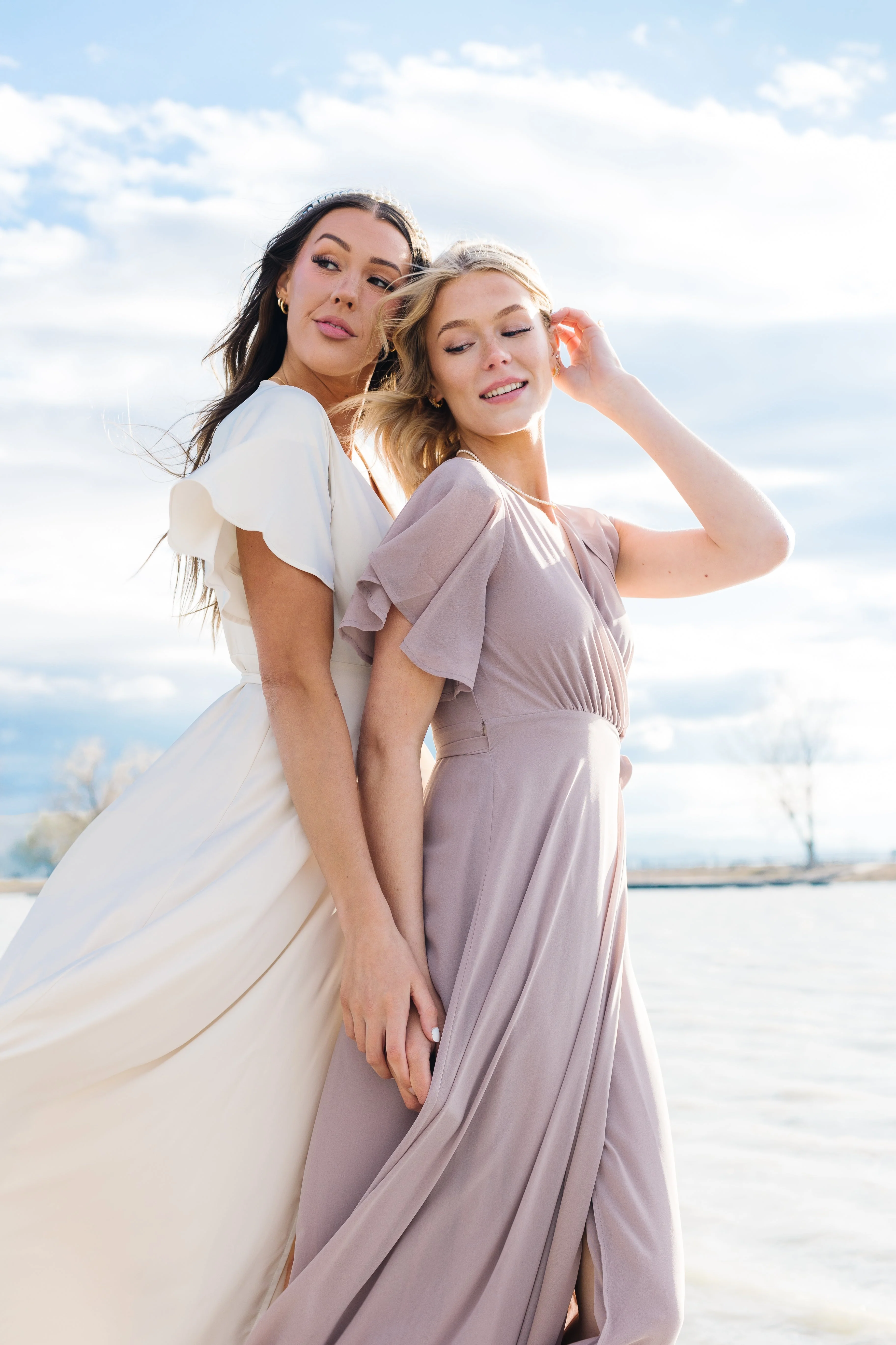 Naples Flutter Sleeve Wrap Maxi - Blush Taupe - Image 3