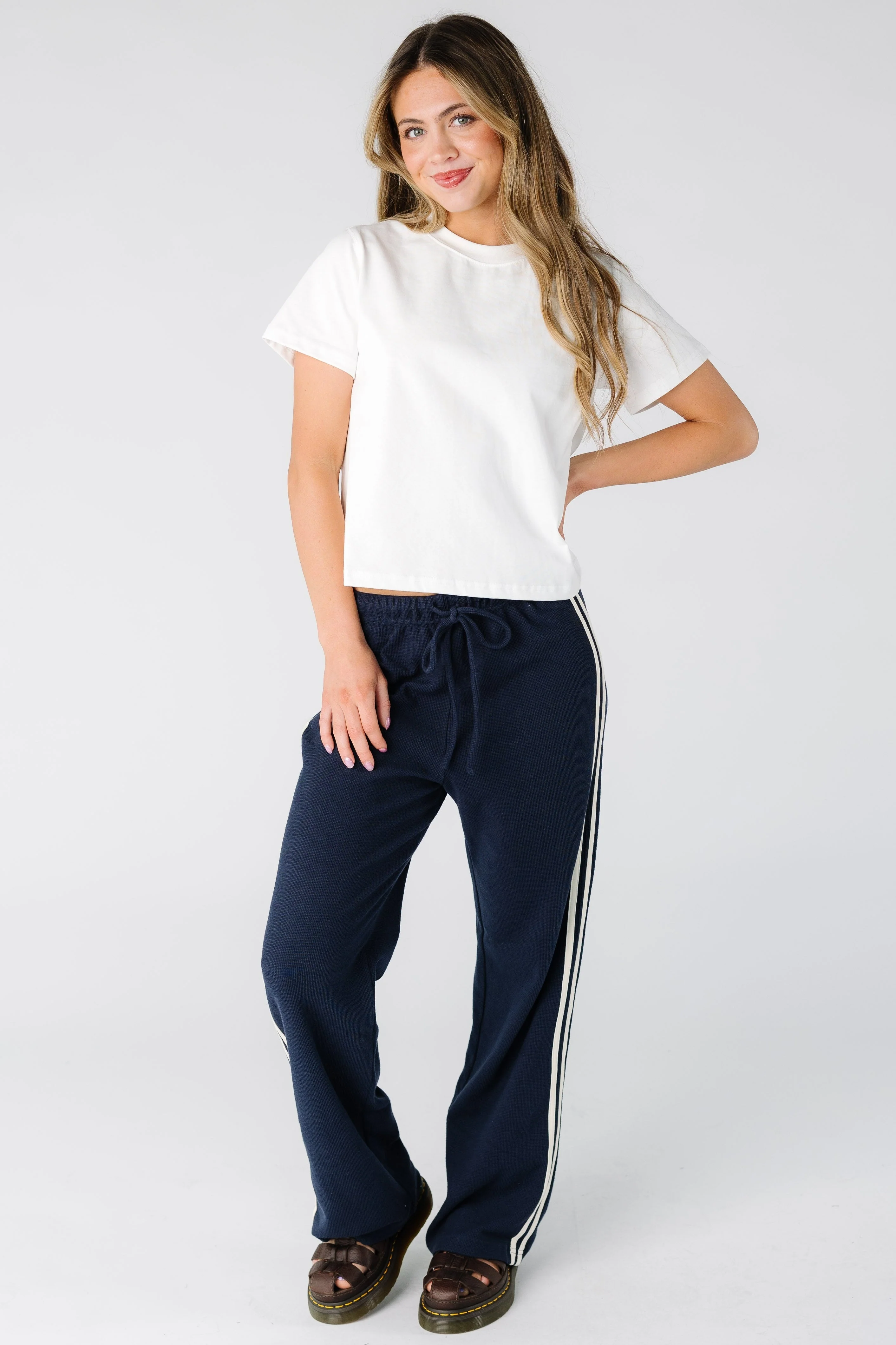 The Eleanor Wide Leg Lounge Pant- Navy