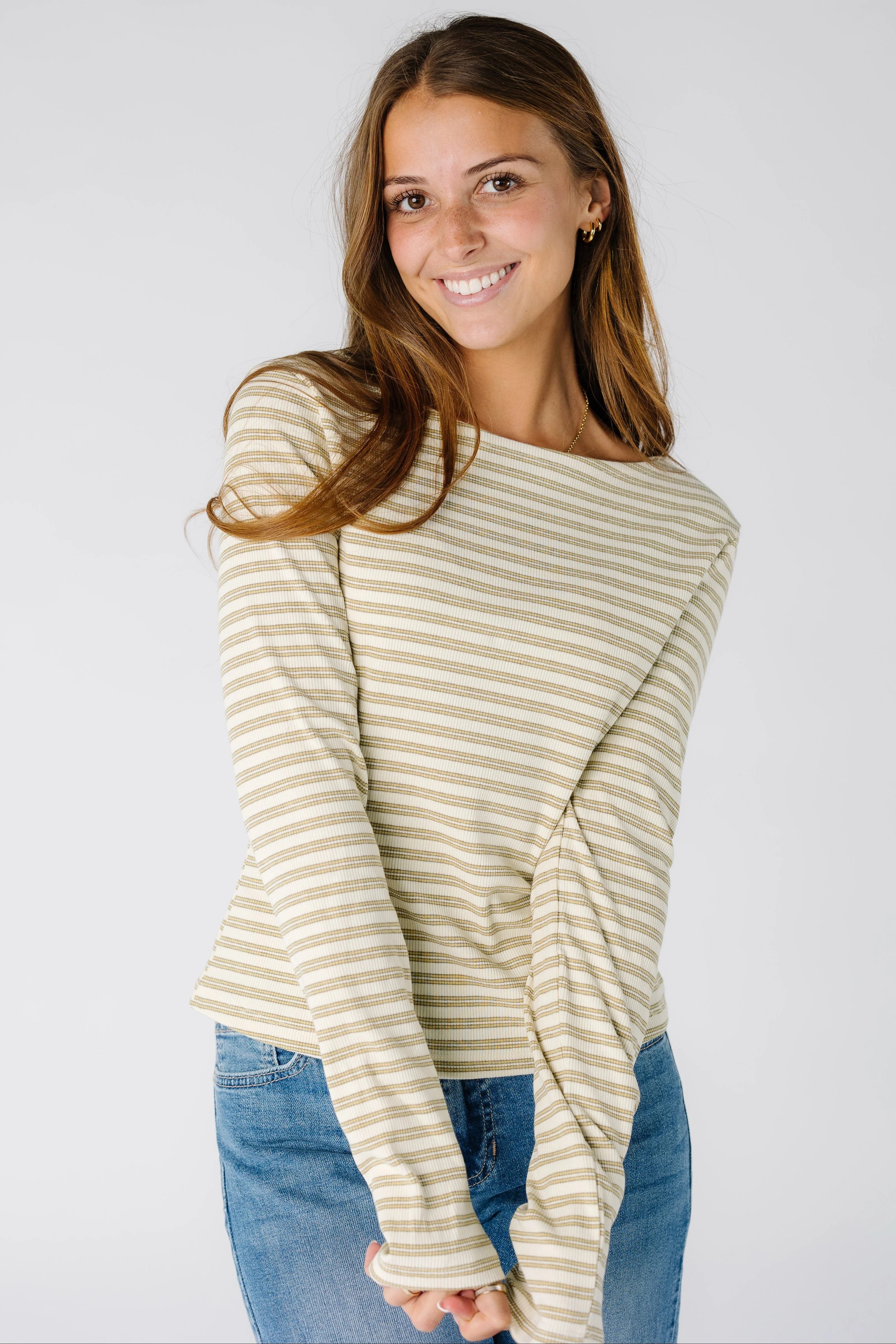 The Jessica Ribbed Long Sleeve Striped Tee