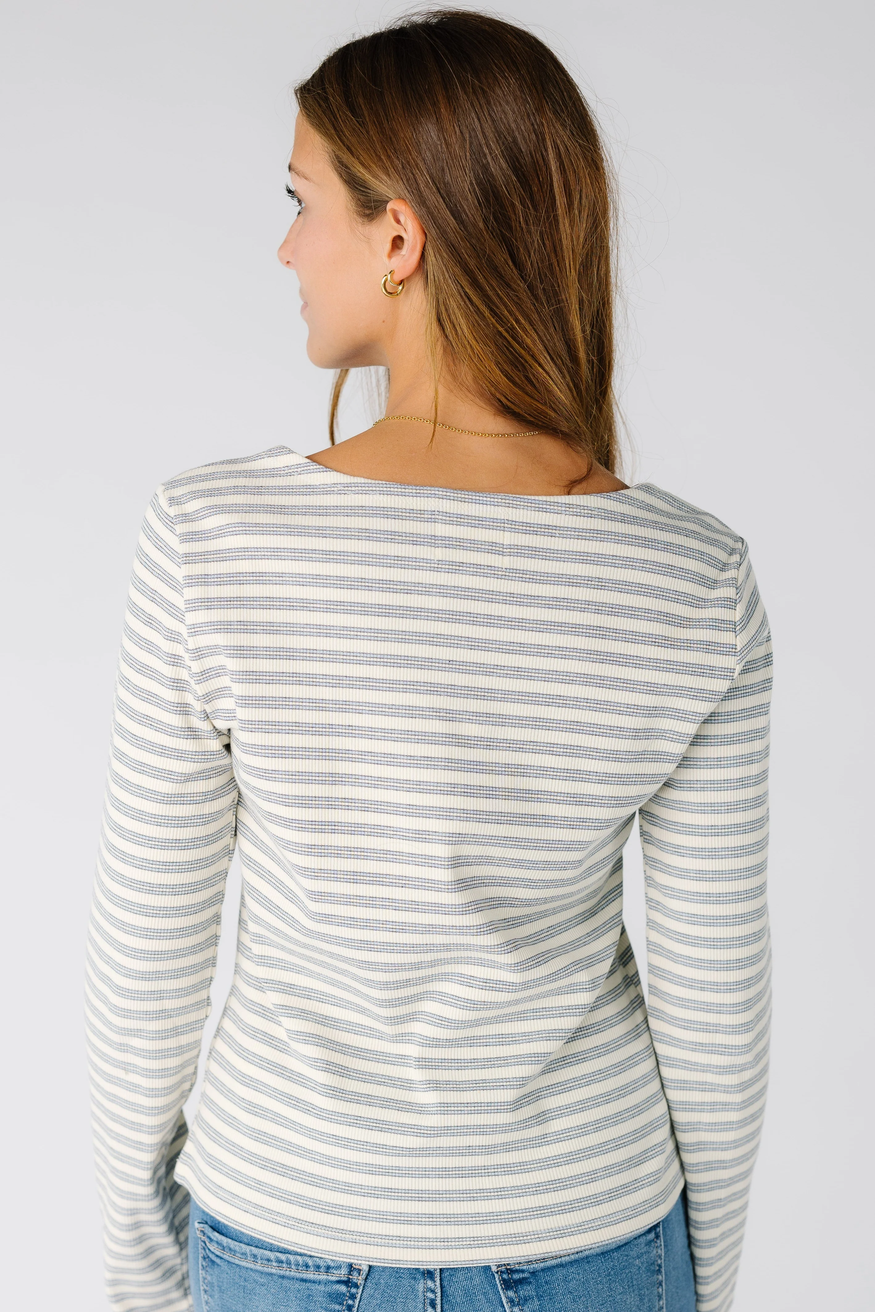 The Jessica Ribbed Long Sleeve Striped Tee - Image 5