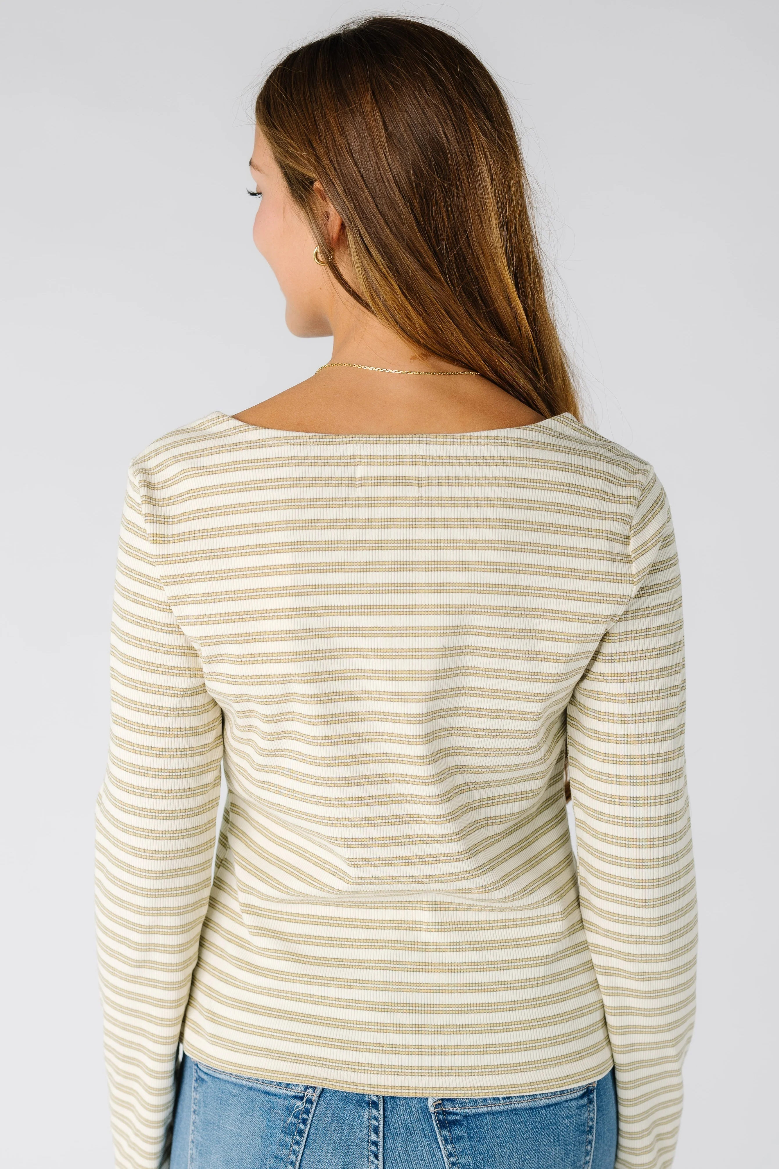 The Jessica Ribbed Long Sleeve Striped Tee - Image 6