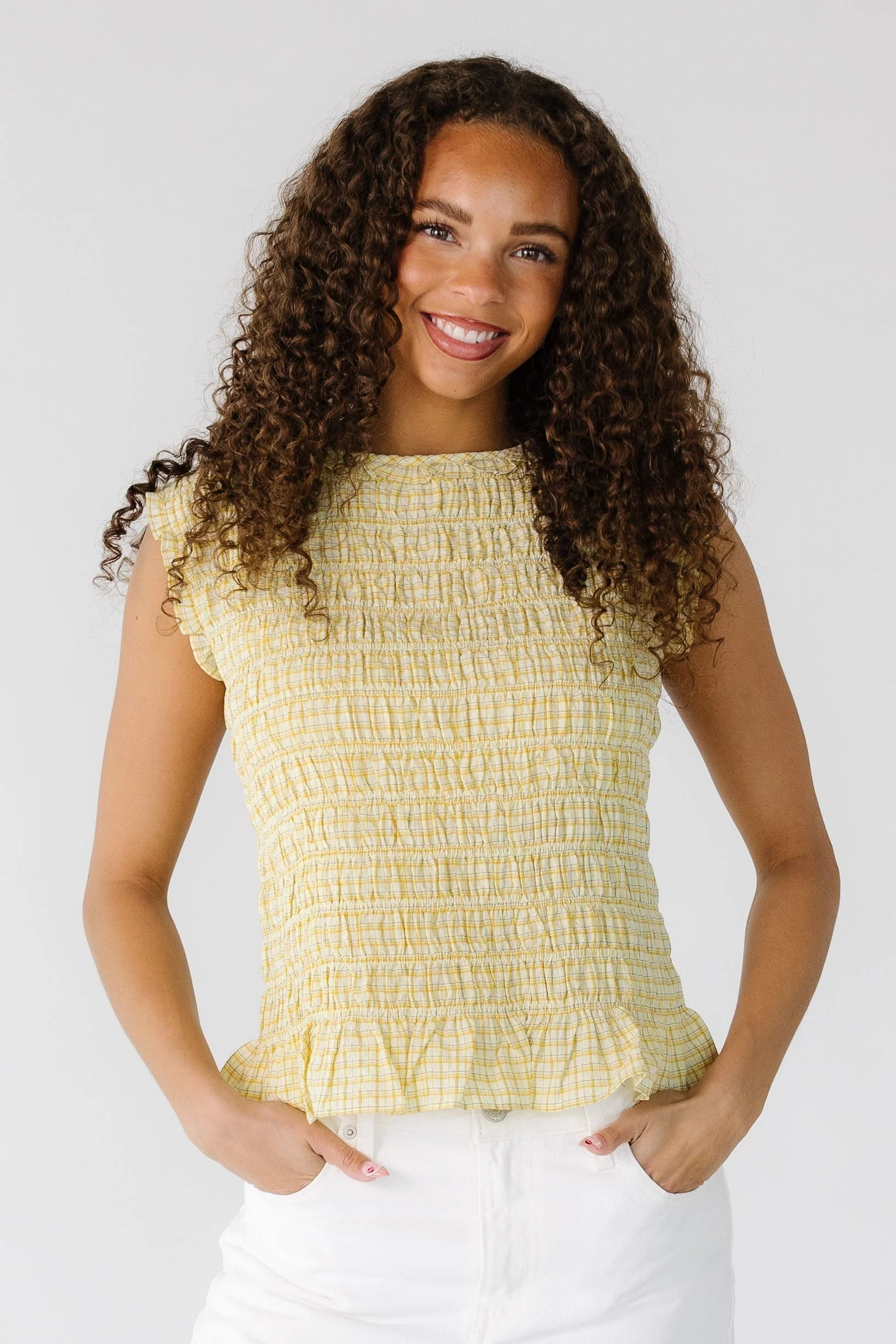 The Rhonda Smocked Sleeveless Top